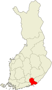 Kymenlaakso'nun Finlandiya'daki konumu