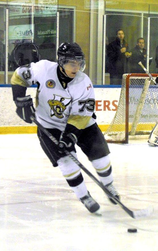 Vipers defenceman Andrew Burns skates during a home game at the Vollmer Centre during the 2013-14 season(October 2013).