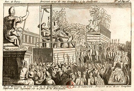 Engravadur "Brissot et 20 de ses complices à la guillotine" pa oa bet lakaet d'ar marv ar re Girondins e 1793