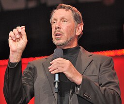 Larry Ellison on stage