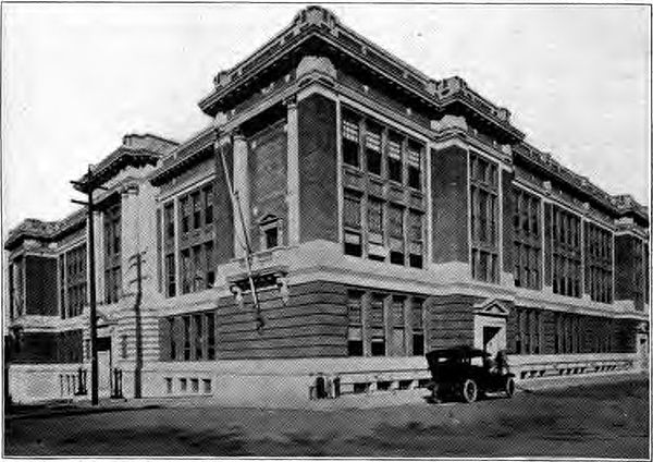 Lincoln Hall c. 1920. Then a high school, it now serves as the university's theatre and performing arts center.