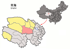 Dulans läge i Haixi, Qinghai, Kina.