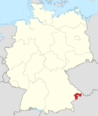 Mapa de Alemania, la posición del distrito de Passau resaltada