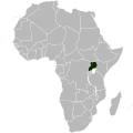 Hier sieht man Afrika. Uganda ist grün markiert.