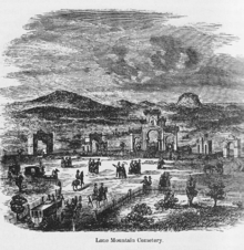 Lone Mountain Cemetery engraving (1855) from The Annals of San Francisco book