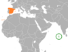 Location map for the Maldives and Spain.