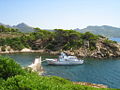 Mallorca, Isla Sa Dragonera: Naturhafen „Cala Lladó“ mit Glasbodenboot (2007) [459]