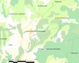 Mapa obce Beaufort-sur-Gervanne