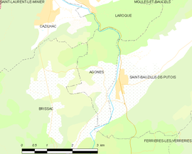 Mapa obce Agonès