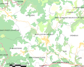 Mapa obce Saint-Just-en-Chevalet