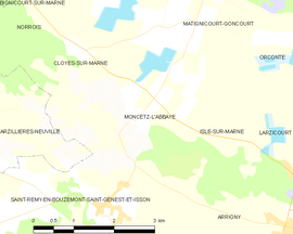 Mapa obce Moncetz-l’Abbaye