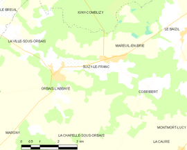 Mapa obce Suizy-le-Franc