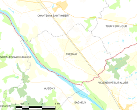Mapa obce Tresnay