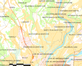 Mapa obce Saint-Didier-au-Mont-d’Or