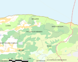 Mapa obce Thollon-les-Mémises