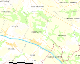 Mapa obce Villebrumier