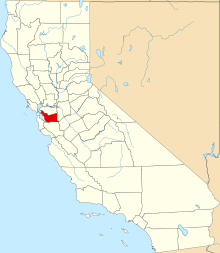 Location of Alameda County in California Map of California highlighting Alameda County.svg