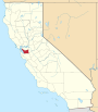 Mapa de California con la ubicación del condado de Alameda