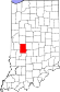 Harta statului Indiana indicând comitatul Putnam