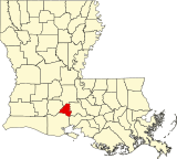 Mapa Louisiany se zvýrazněním Lafayette Parish.svg