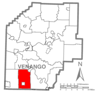 Mapa del condado de Venango, Pensilvania, destacando el municipio de Clinton