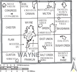 Kaart van Wayne County
