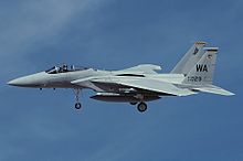 F-15C 84-0029 on 31 October 1989; it crashed six days later. McDonnell Douglas F-15C Eagle, USA - Air Force AN1142912.jpg