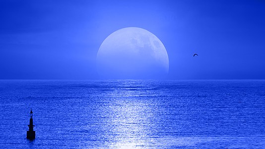 Moonrise at Port-la-Nouvelle on the Mediterranean Sea