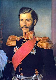 Портрет князя Сербии Михаила Обреновича. Знак ордена Славы (тип 1) изображён на левой стороне груди