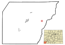 Montezuma County Colorado Incorporated and Unincorporated areas Mancos Highlighted.svg