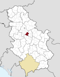 Location of the municipality of Mladenovac within Serbia