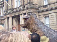 Animatronic Tyrannosaurus Rex entertaining the crowd