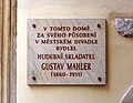 Memorial plaque at the house where Gustav Mahler lived