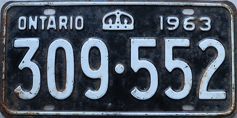 File:Ontario License Plate 309-552 1963.jpg