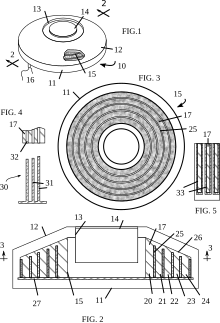 Patent diagram of a choke ring antenna Patent6040805 numbers.svg