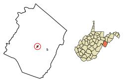 Location of Franklin in Pendleton County, West Virginia.