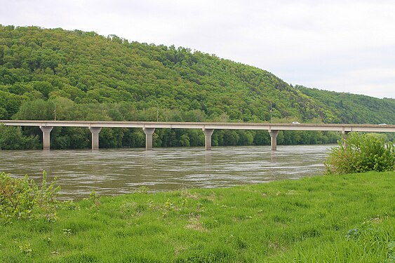 A bridge carrying Pennsylvania Route 487 over the Susquehanna River in Bloomsburg