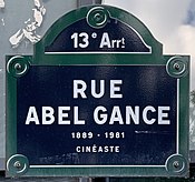 Plaque Rue Abel Gance - Paris XIII (FR75) - 2021-06-07 - 1.jpg