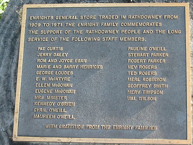 Plaque commemorating Enright's General Store, 2006