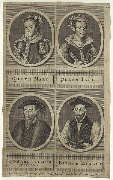 File:Queen Mary I; called Lady Jane Dudley (née Grey); Edward Seymour, 1st Duke of Somerset; Nicholas Ridley from NPG.jpg
