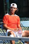 Rafael Nadal 2008 beim Training in Mason, Ohio