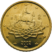 Italijos 50 centų moneta.