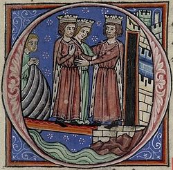 ג'ואן ואחיה ריצ'רד הראשון, מלך אנגליה, מברכים את פיליפ השני, מלך צרפת