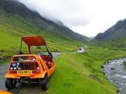 Bond Bug with canopy open and Honister Pass in View