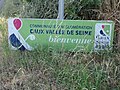 Panneau historique de la Communauté d'Agglomération Caux Vallée de Seine, qui a eu une existence éphémère en 2015-2017.