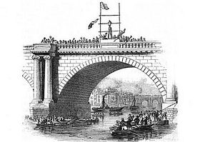 Ini adalah cetak Samuel Gilbert Scott melompat dari Jembatan Waterloo.