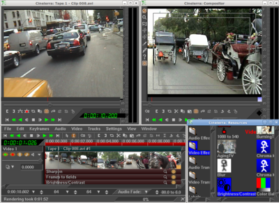 Cinelerra 2.1 being used to edit footage in a video project Screenshotcin3.png