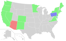 Section 177 states:
*
.mw-parser-output .legend{page-break-inside:avoid;break-inside:avoid-column}.mw-parser-output .legend-color{display:inline-block;min-width:1.25em;height:1.25em;line-height:1.25;margin:1px 0;text-align:center;border:1px solid black;background-color:transparent;color:black}.mw-parser-output .legend-text{}
blue=LEV only
*
green=LEV+ZEV
*
red=LEV repealed Section 177 states (2019).svg