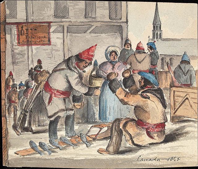 Selling fish in a Quebec Market, c. 1845.