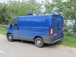 Rear view (from the left) of the van